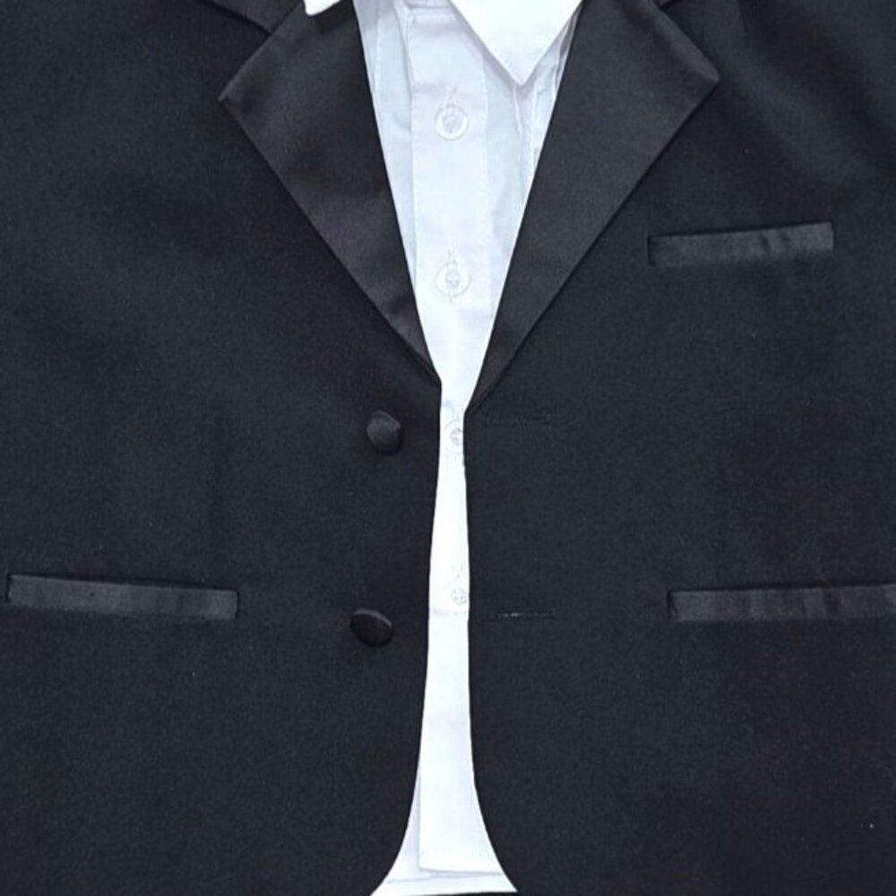 Peanut Butter Toddler Boy's Black White 2 Piece Wedding Tuxedo Jacket & Shirt 2 - Picture 3 of 7